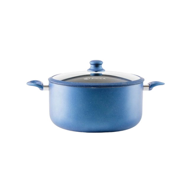 Olla Picca Nona PI00300MA 2 Piezas 30 Cms Con tapa de Vidrio Color Azul
