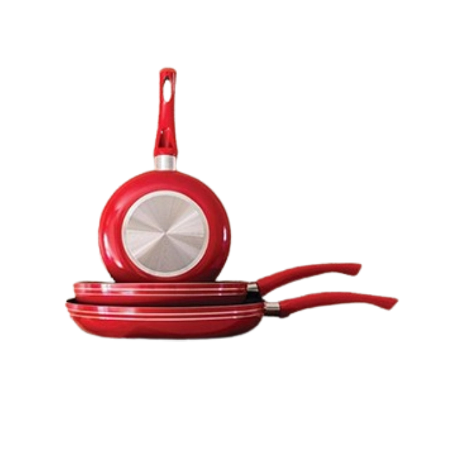 Juego de Sartenes Picca PI003SSTR Cerdeña 20" 26" 30" cm Dyflon Color Rojo