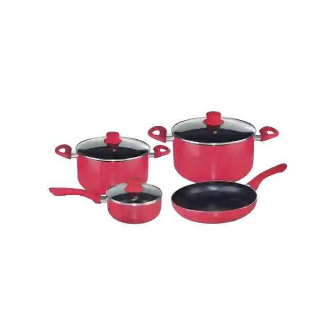 Bateria de Cocina Picca Sicilia PI004BTR4 Piezas Dyflon Color Rojo