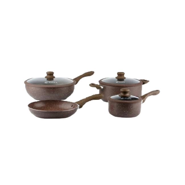 Bateria de Cocina Picca Monza PI007BTC 7 Piezas Dyflon Color Cafe