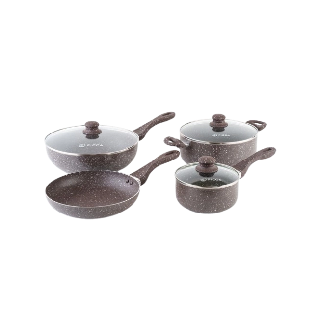 Bateria de Cocina Picca Monza PI007BTC 7 Piezas Dyflon Color Cafe