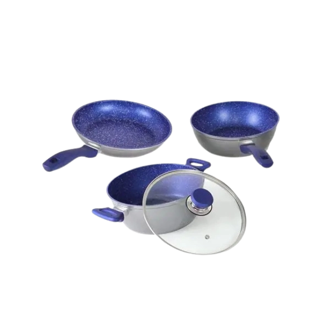 Bateria de Cocina Picca Bari PI009BMA 9 Piezas de Marmol Color Azul con Plata