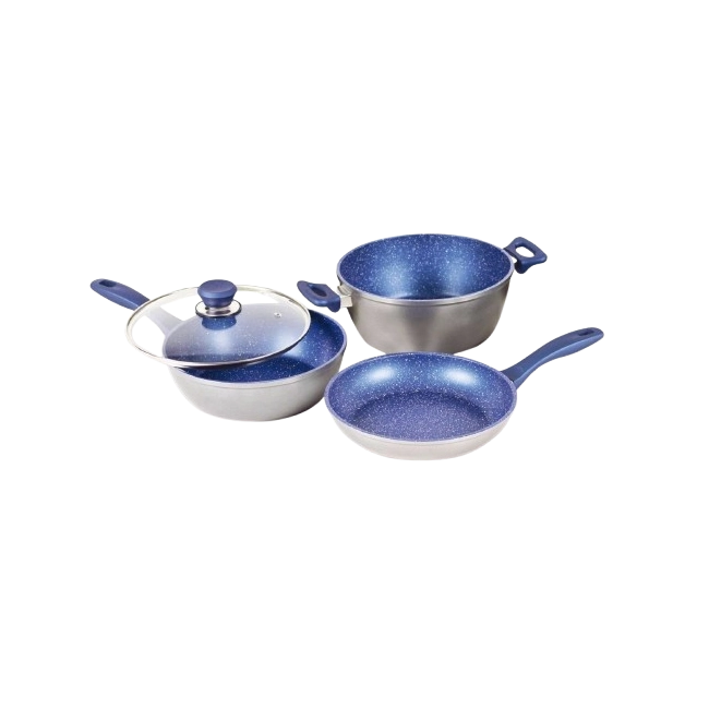 Bateria de Cocina Picca Bari PI009BMG 9 Piezas de Marmol Color Gris con Azul
