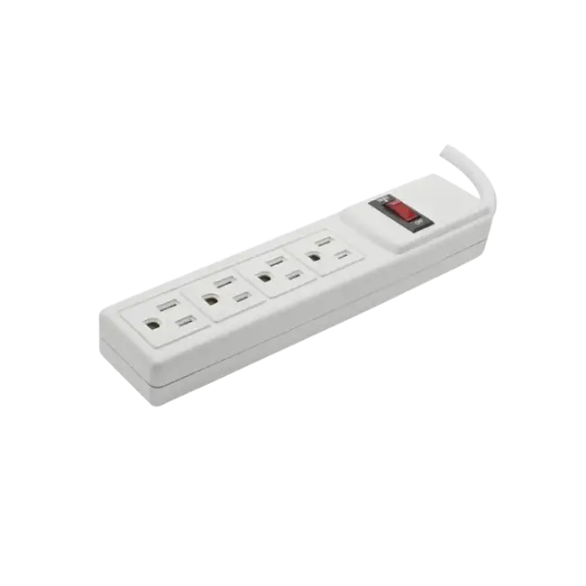 Barra de contactos de 4 tomacorrientes con carga usb-a (6.2a)