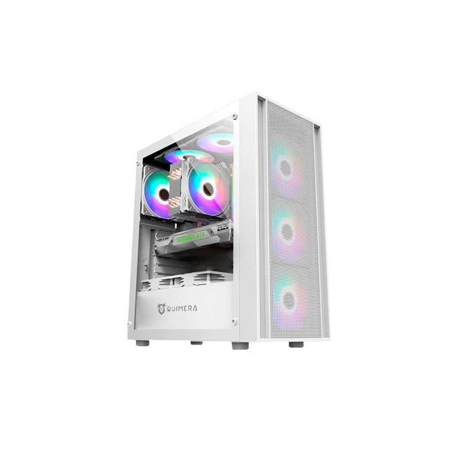 Case Gamer Quimera  M-ATX  Ventiladores Con Vidrio Templado Color Blanco