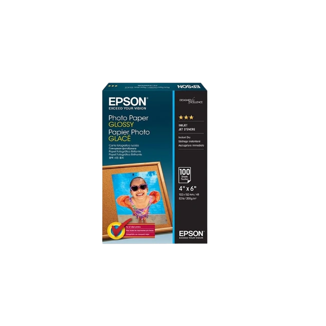 Epson Photo Paper, Glossy, 4" x 6" 200 g/m² (100 sheets)