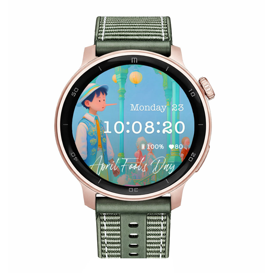 RELOJ T8 ROSA + PULSERA LONA VERDE CON BORDADO