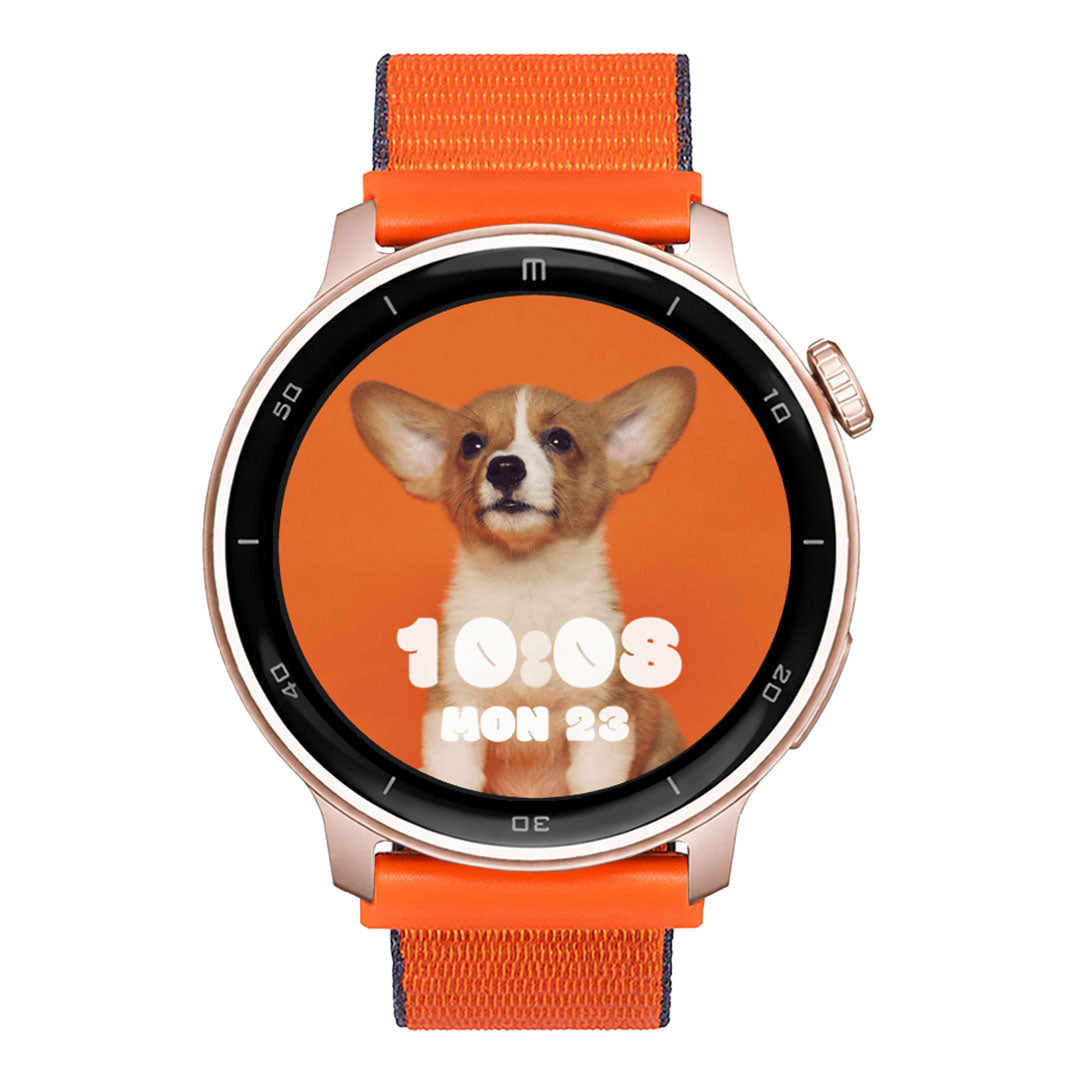 RELOJ T8 ROSA + PULSERA VELCRO NARANJA-1