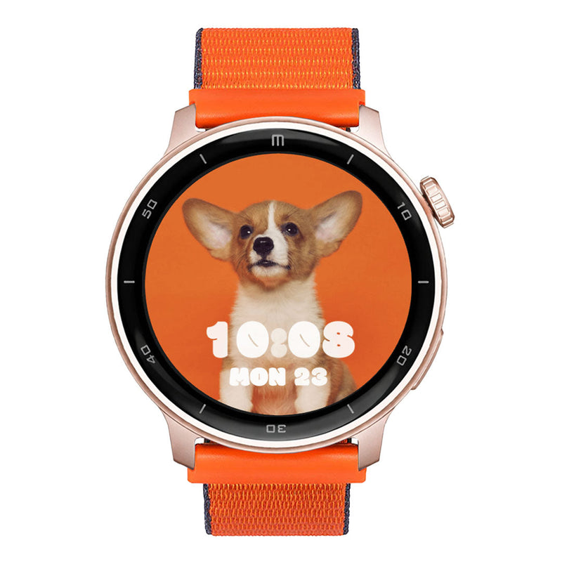 RELOJ T8 ROSA + PULSERA VELCRO NARANJA-1