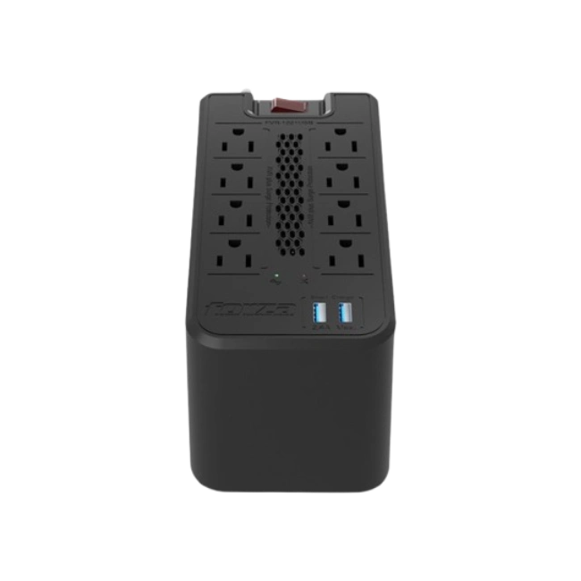 Forza - Automatic voltage regulator - AC 110 V - 8 Tomas de Corriente - 1200 VA - 600W NEMA 5-15 2-USB