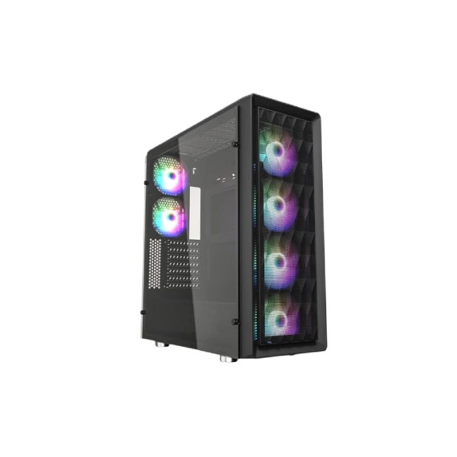 CASE VETROO MESH 6 MEDIA TORRE CON 6 VENTILADORES COLOR NEGRO-3