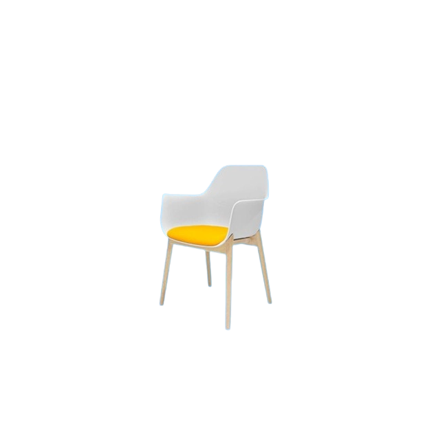 Silla de Espera WRK-KITE-CHAIR-E2 Color Blanco con Asiento Amarillo