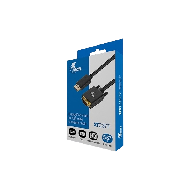Cable Adaptador Xtech XTC-377 Display Macho a VGA Macho 1080P 1.7 Metros