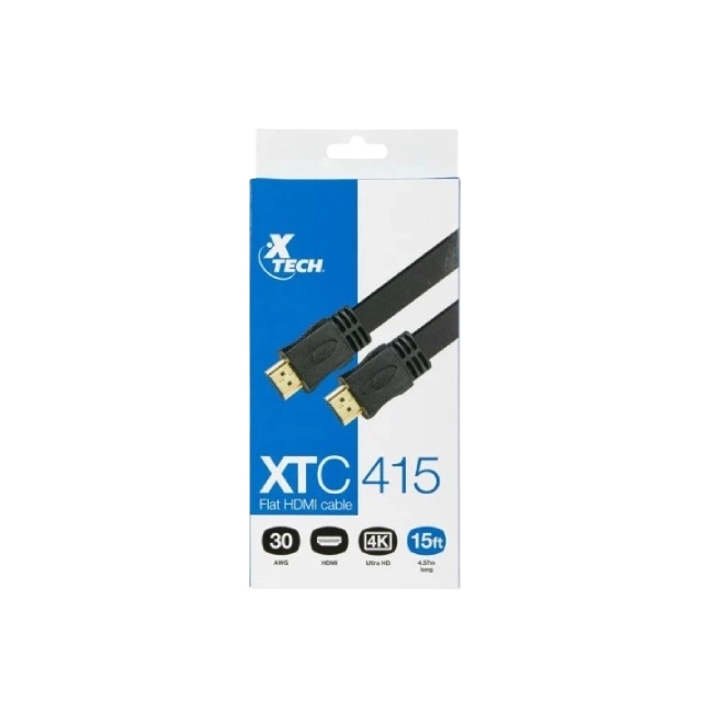 CABLE XTECH XTC-415 PLANO HDMI MACHO A MACHO 15 PIES