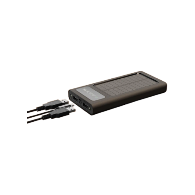 Xtech XPB-100 - Solar Power Bank - 24 pin USB-C / 4 pin USB Type A / 5 pin Micro-USB Type A - 24 pin USB-C / 4 pin USB Type A / 5 pin Micro-USB Type A - Lithium ion polymer - Para Universal - built-in charg cables10,000mAh
