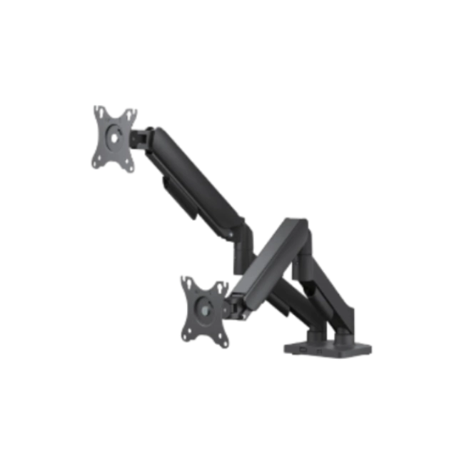 SOPORTE ARGOM PARA DOBLE MONITOR 17" A 32", RESORTE DE GAS Y ABRAZADERA