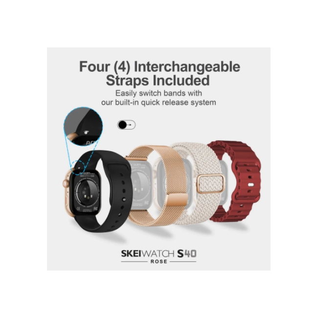 SKEIWATCH ARGOM S40 ROSE GOLD - PANTALLA TFT 2.01", 4 CORREAS, RESISTENCIA IP67-2