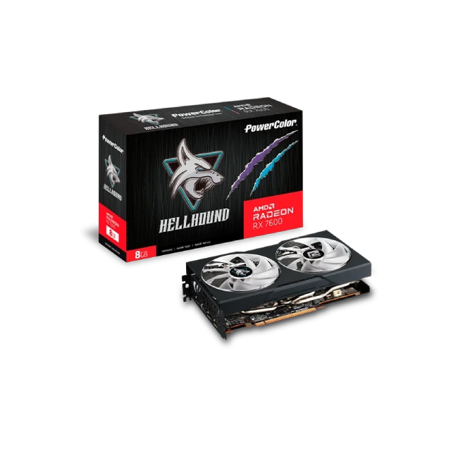 TARJETA DE VIDEO POWERCOLOR HELLHOUND RADEON RX 7600 8GB GDDR6 2280 MHZ  RX7600 8G-L/OC-4