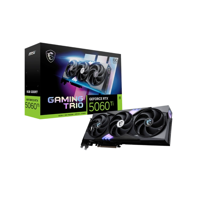 TARJETA DE VIDEO MSI GEFORCE RTX 5060 TI 8G GAMING TRIO OC GDDR7 2662MHZ 912-V536-022-4