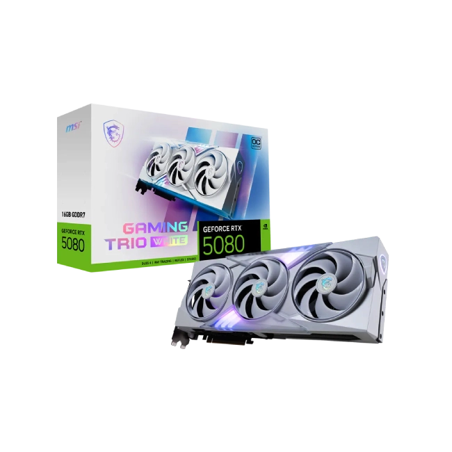 TARJETA DE VIDEO MSI GEFORCE RTX 5080 16G GAMING TRIO OC WHITE GDDR7 2715 MHZ 912-V531-418 BLANCO