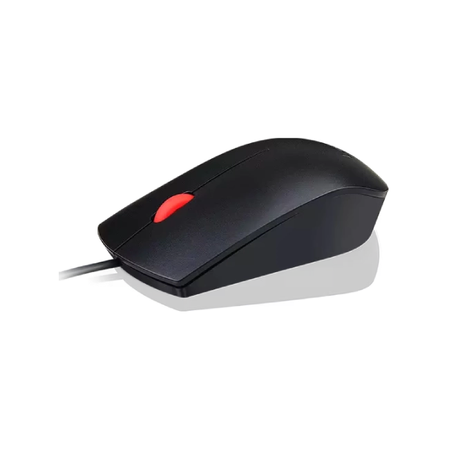 Lenovo Essential - Ratón - diestro y zurdo - óptico - 3 botones - cableado - USB - negro