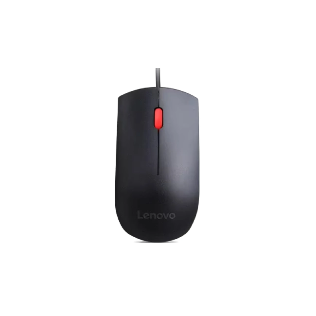 Lenovo Essential - Ratón - diestro y zurdo - óptico - 3 botones - cableado - USB - negro