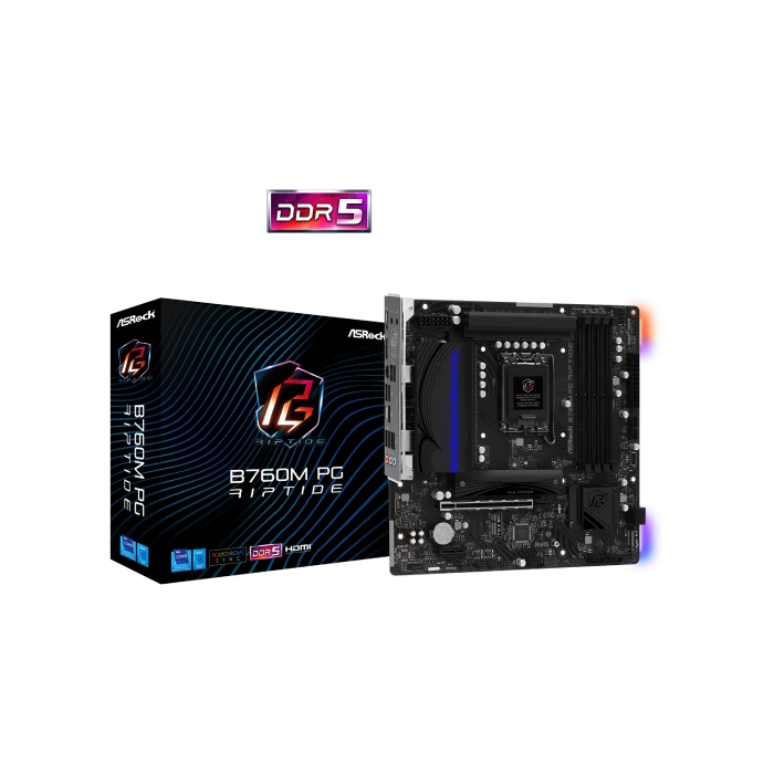 TARJETA MADRE ASROCK B760M PG RIPTIDE WIFI LGA1700 MICRO-ATX DDR5 MB-B760MPGRIPW