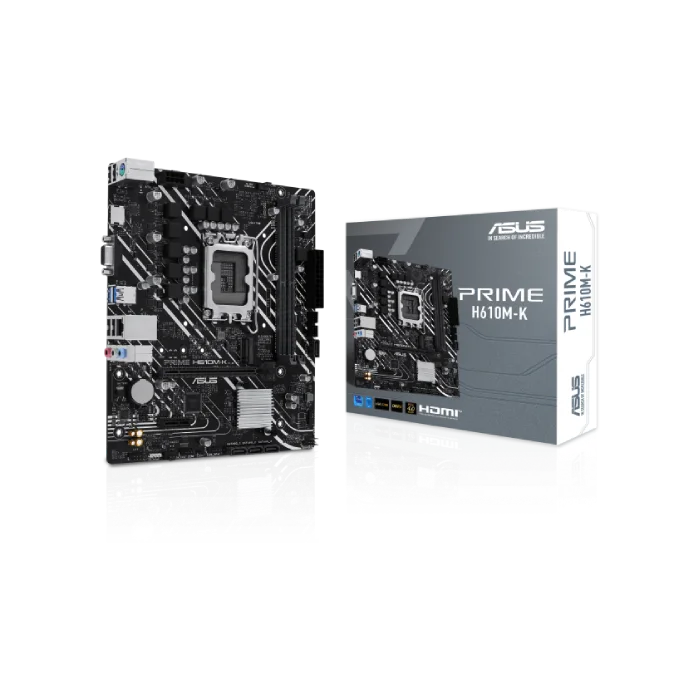 ASUS - PRIME H610M-K - Motherboard - Micro ATX - LGA1700 Socket - Intel H610 - para Core i7 / para Core i5 / para Core i3 / para Celeron / para Pentium - Intel HD Graphics - DDR5