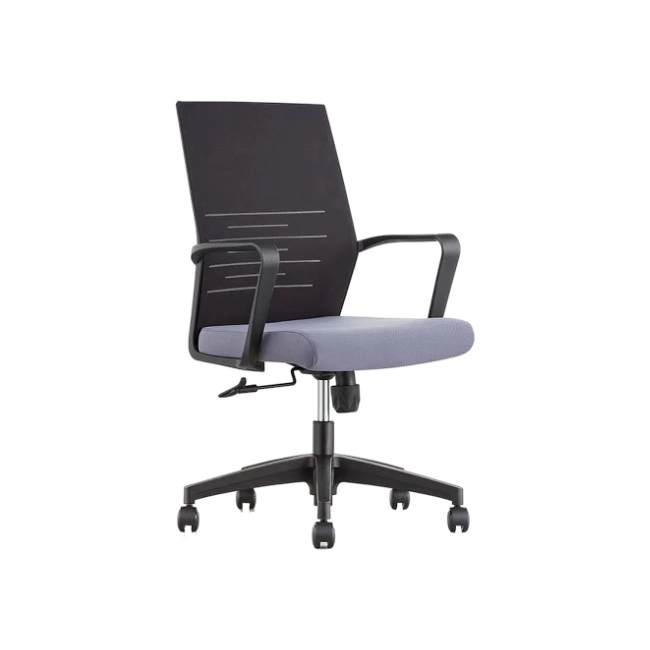 Silla de Oficina MG-ZYY-048 Mesh y Tela Con Respaldo y Reposa Brazo De Color Negro con Asiento Gris