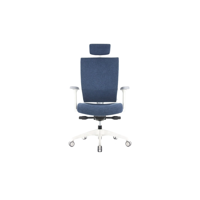Silla MOT-001A-WH Ergonomica De Tela Color Azul con Respaldo a Rayas Blancas-1