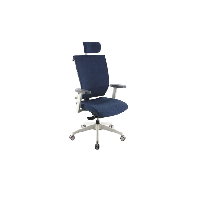 Silla MOT-001A-WH Ergonomica De Tela Color Azul con Respaldo a Rayas Blancas-6