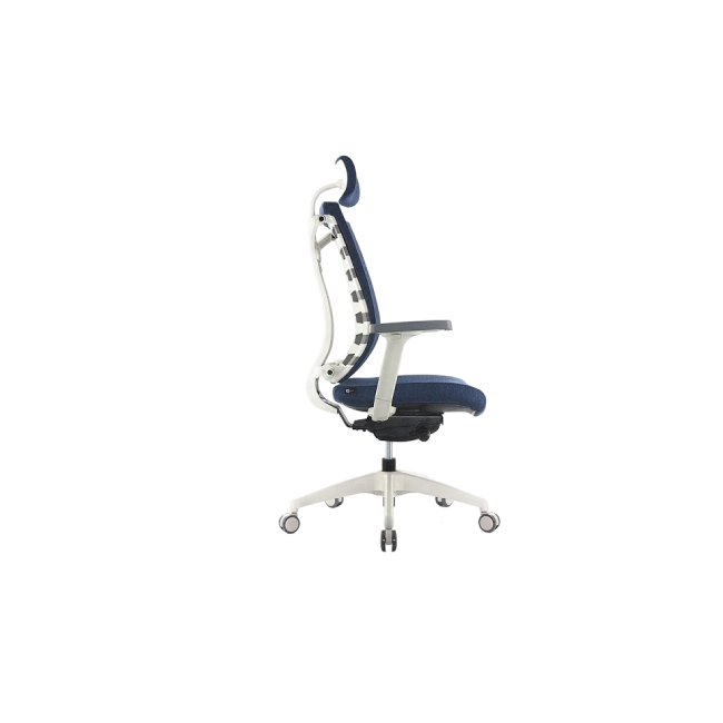 Silla MOT-001A-WH Ergonomica De Tela Color Azul con Respaldo a Rayas Blancas-3
