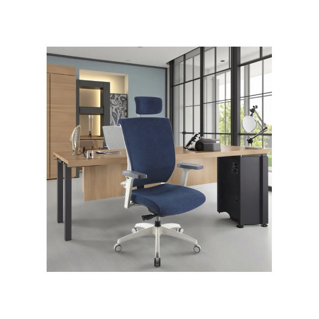 Silla MOT-001A-WH Ergonomica De Tela Color Azul con Respaldo a Rayas Blancas-4