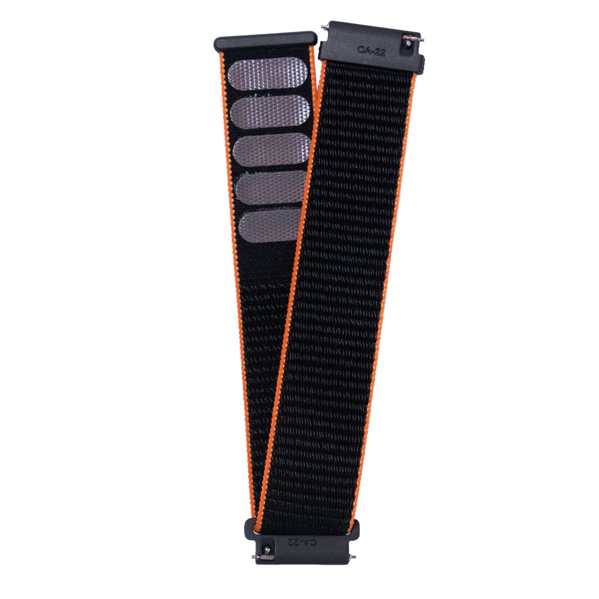 Pulsera T7 y T8 velcro negro con orilla naranja