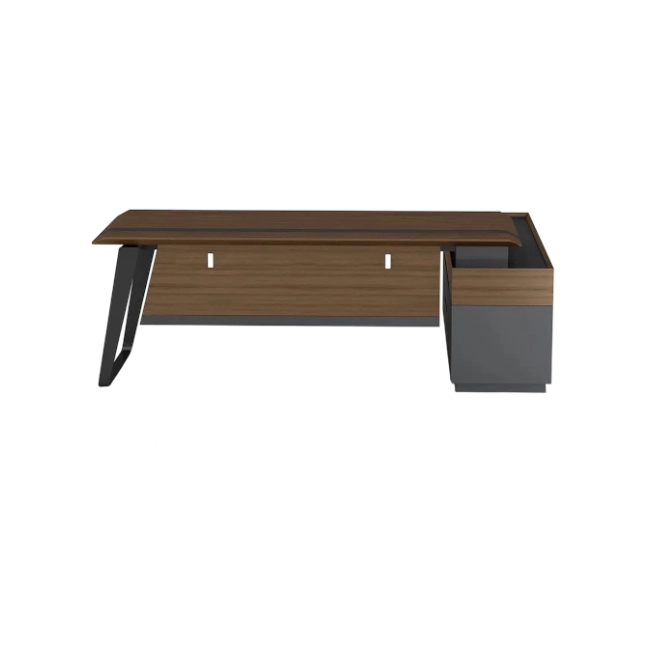 Escritorio Ejecutivo Perry Con Gabinete Derecho Color Madera con Negro
