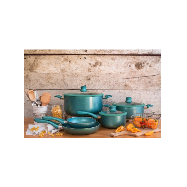 Bateria de Cocina Picca Gravina PI008BMT 8 Piezas de Marmol Colo Turquesa