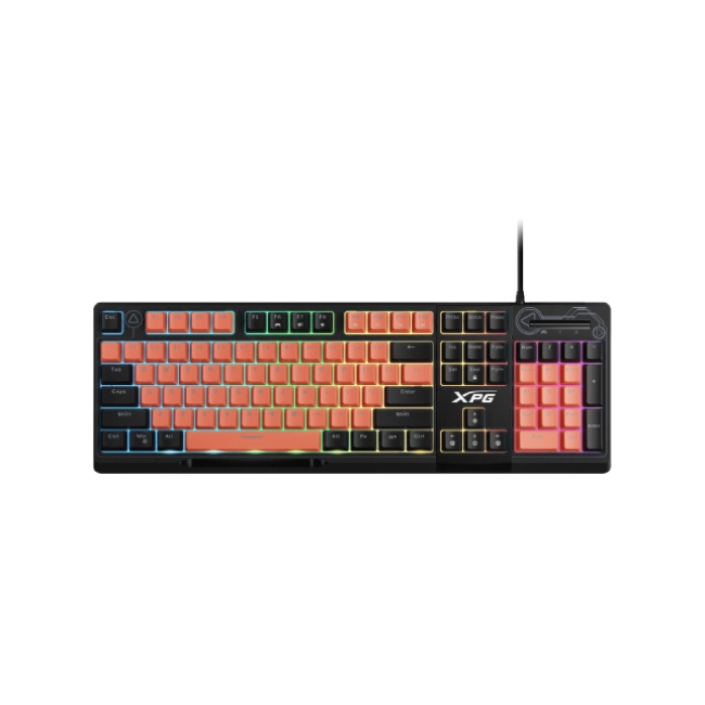 Teclado Alambrico Gaming RGB Adata XPG Seeker Mera Membrana USB  SEEKER105Z-BK/OGCES Color Negro con Naranja