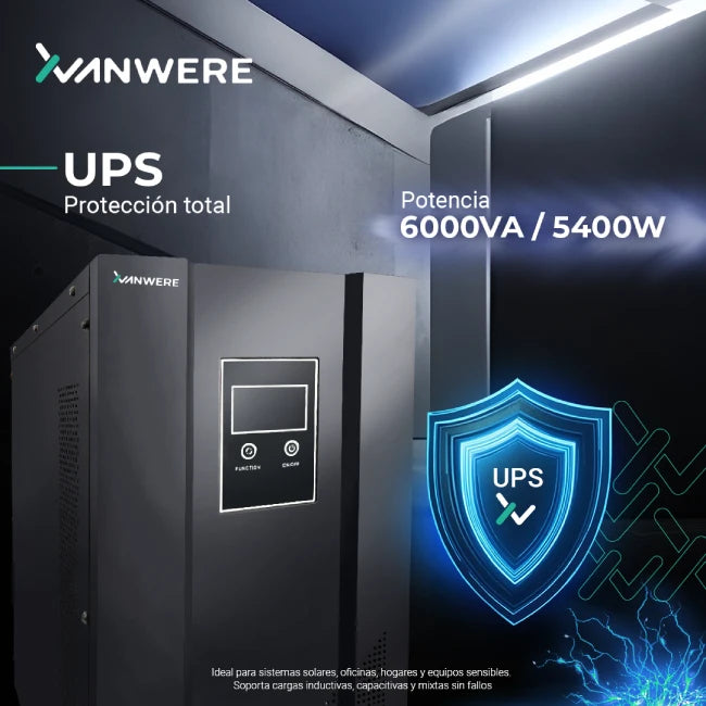 UPS Xvanwere XV-3KLPX-TW 3000VA / 2700W Torre 12V/7AH*6 LCD RS232 Nema 120VAC 60/50HZ-6