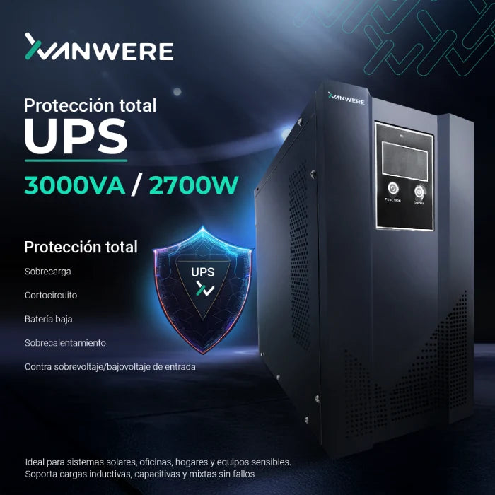 UPS Xvanwere XV-3KLPX-TW 3000VA / 2700W Torre 12V/7AH*6 LCD RS232 Nema 120VAC 60/50HZ-9
