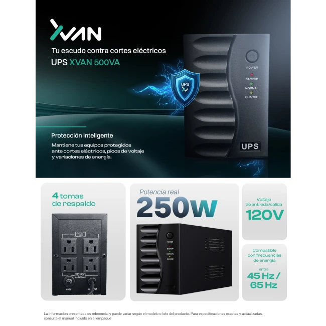 UPS Xvanwere XV-751 750VA/375W 120V 6-NEMA RJ11 45-65Hz-7